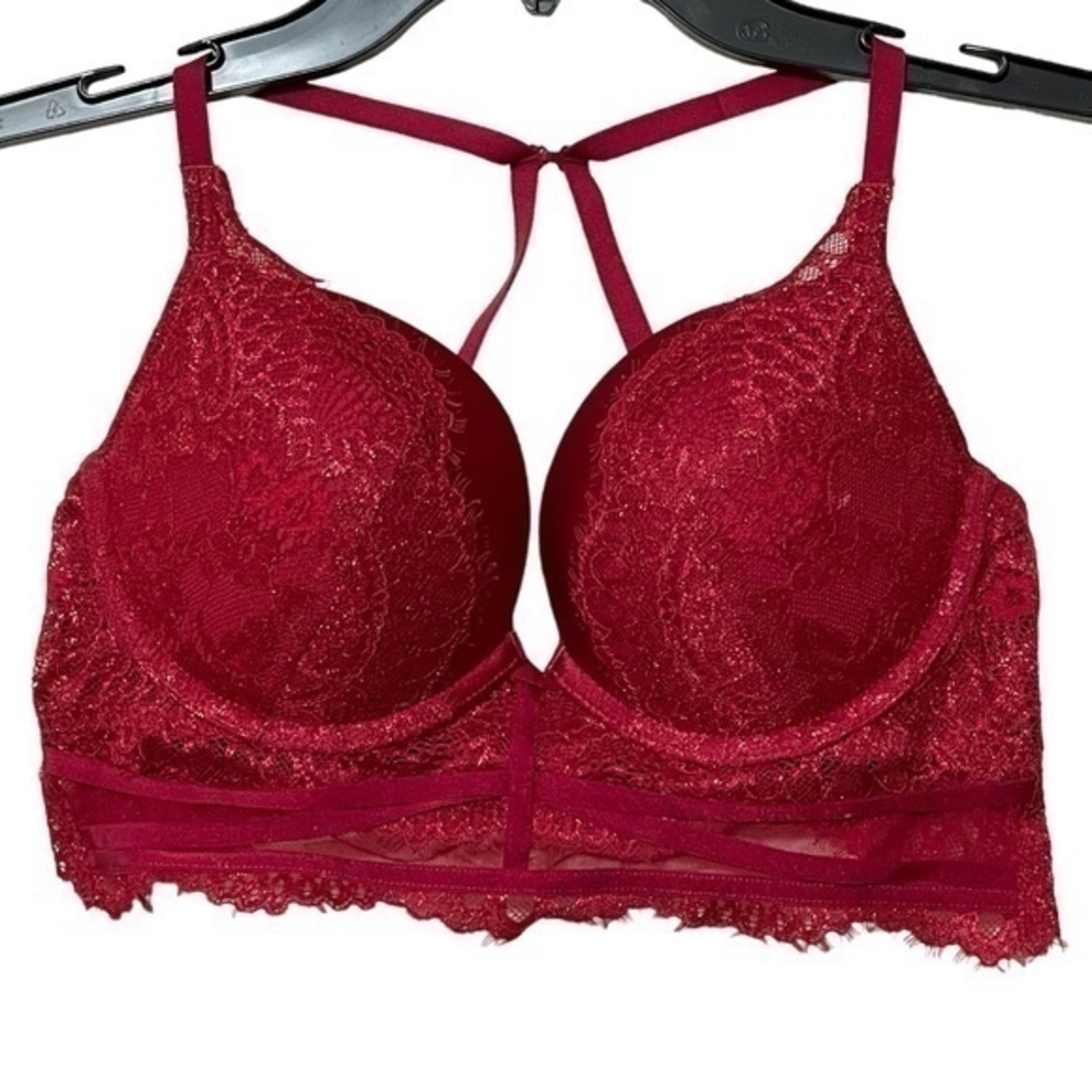 La Senza Beyond Sexy Bra Red Push Up Womens Size 32B Lace Padded